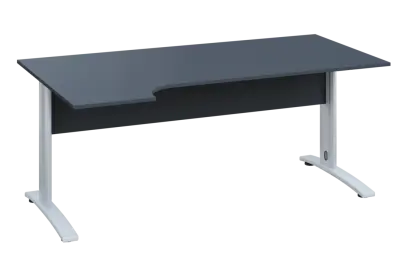 ERK 28 - 184 stůl kancelářský, rohový, levý, kovová podnož bílá, deska 25 mm, široký 1800 mm, antracit